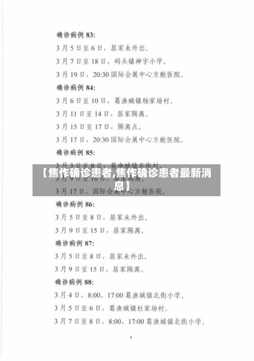 【焦作确诊患者,焦作确诊患者最新消息】