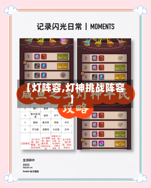 【灯阵容,灯神挑战阵容】