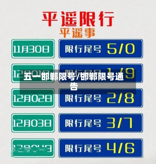 五一邯郸限号/邯郸限号通告