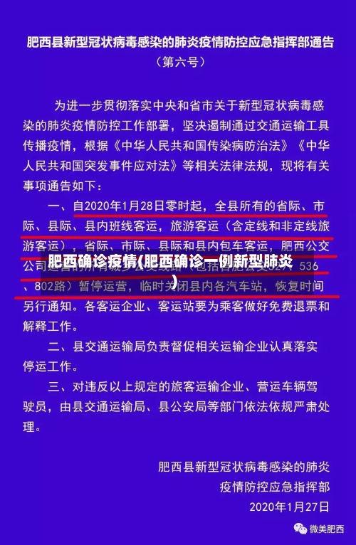 肥西确诊疫情(肥西确诊一例新型肺炎)