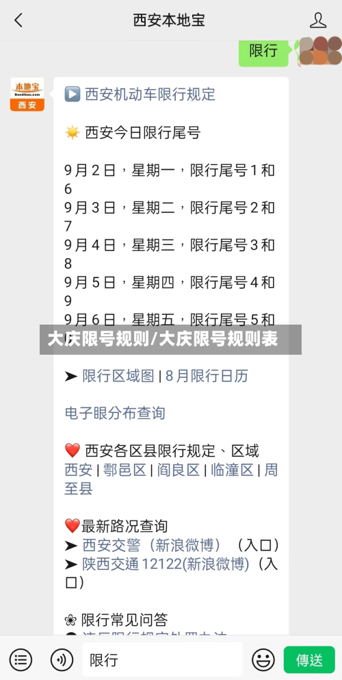 大庆限号规则/大庆限号规则表