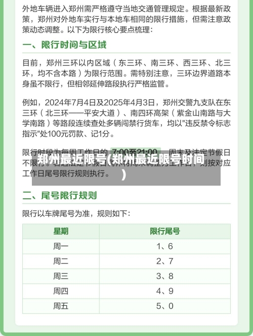 郑州最近限号(郑州最近限号时间)