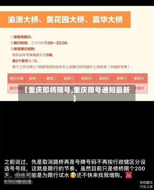 【重庆即将限号,重庆限号通知最新】-第2张图片