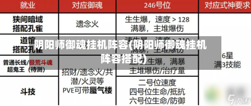阴阳师御魂挂机阵容(阴阳师御魂挂机阵容搭配)-第2张图片