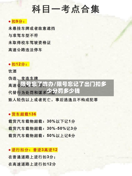 限号忘了咋办/限号忘记了出门扣多少分罚多少钱