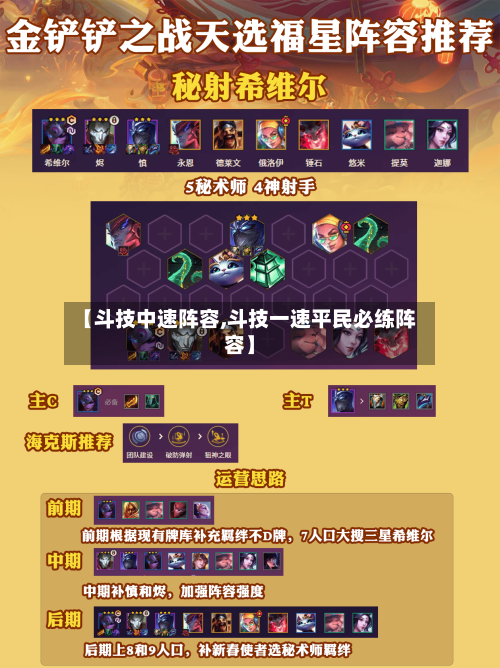 【斗技中速阵容,斗技一速平民必练阵容】