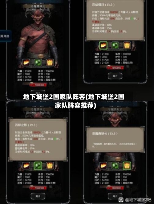 地下城堡2国家队阵容(地下城堡2国家队阵容推荐)