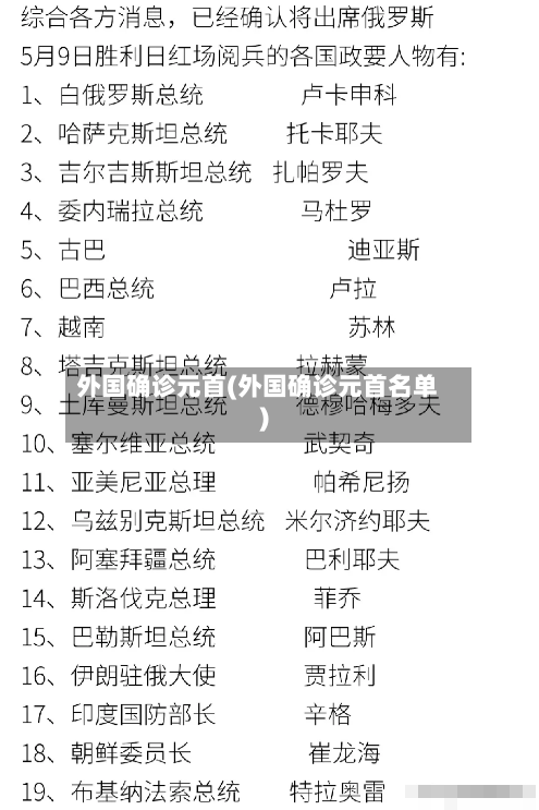 外国确诊元首(外国确诊元首名单)