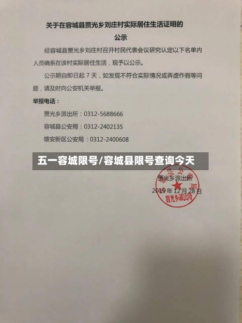 五一容城限号/容城县限号查询今天
