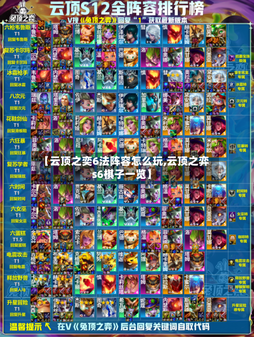 【云顶之奕6法阵容怎么玩,云顶之弈s6棋子一览】