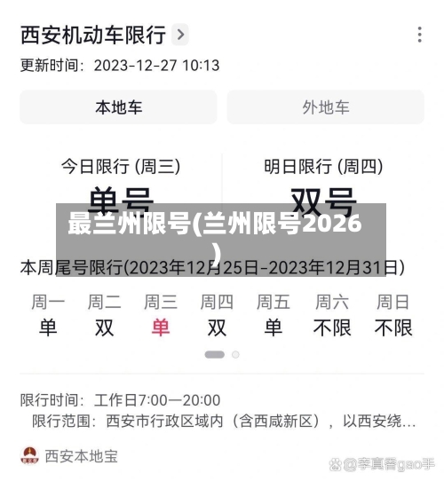 最兰州限号(兰州限号2026)-第3张图片