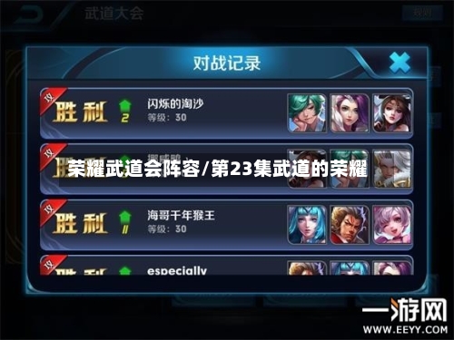 荣耀武道会阵容/第23集武道的荣耀