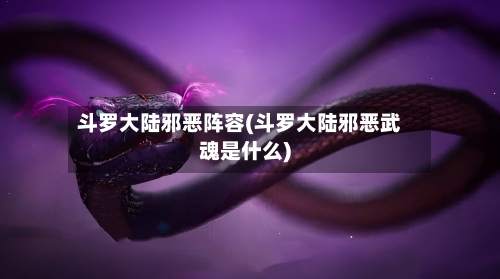 斗罗大陆邪恶阵容(斗罗大陆邪恶武魂是什么)