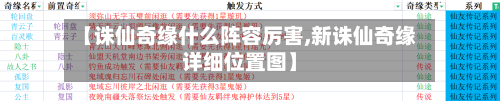 【诛仙奇缘什么阵容厉害,新诛仙奇缘详细位置图】