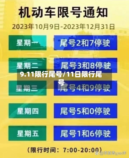 9.11限行尾号/11日限行尾号