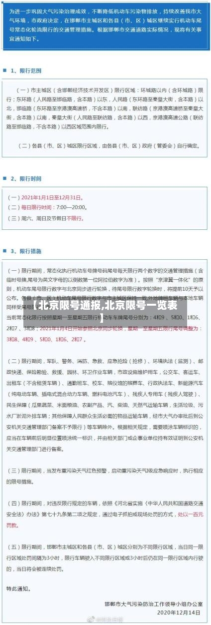 【北京限号通报,北京限号一览表】