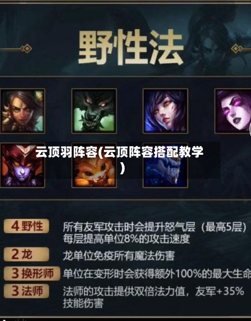 云顶羽阵容(云顶阵容搭配教学)