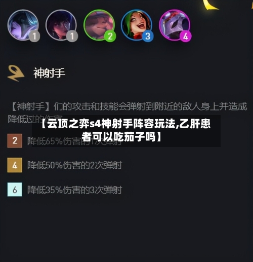 【云顶之弈s4神射手阵容玩法,乙肝患者可以吃茄子吗】-第2张图片