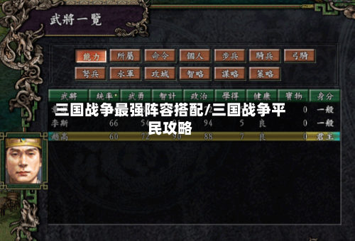 三国战争最强阵容搭配/三国战争平民攻略