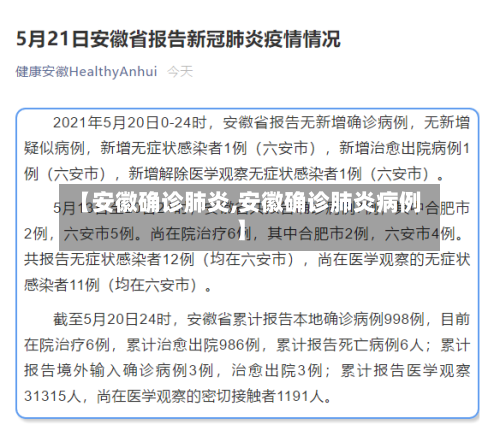 【安徽确诊肺炎,安徽确诊肺炎病例】