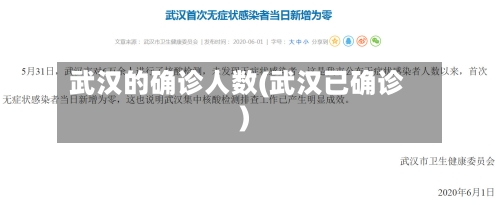 武汉的确诊人数(武汉已确诊)