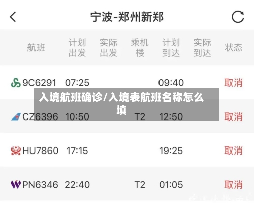 入境航班确诊/入境表航班名称怎么填