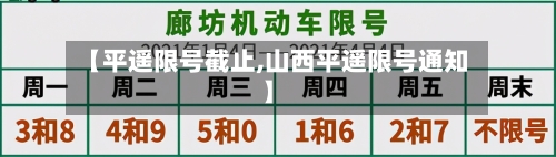 【平遥限号截止,山西平遥限号通知】-第3张图片