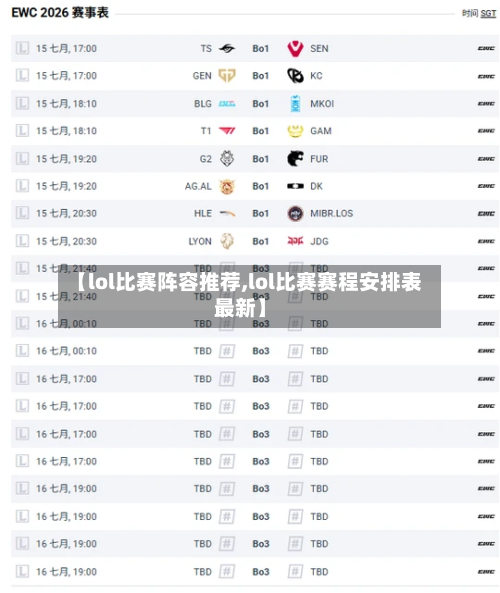 【lol比赛阵容推荐,lol比赛赛程安排表最新】-第2张图片