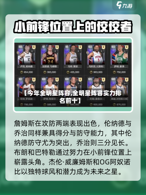 【今年全明星阵容,全明星阵容实力排名前十】