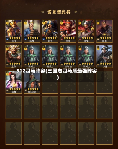 312司马阵容(三国志司马盾最强阵容)