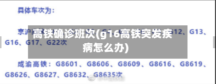 高铁确诊班次(g16高铁突发疾病怎么办)