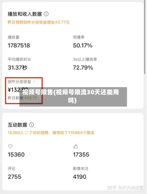 视频号限售(视频号限流30天还能用吗)