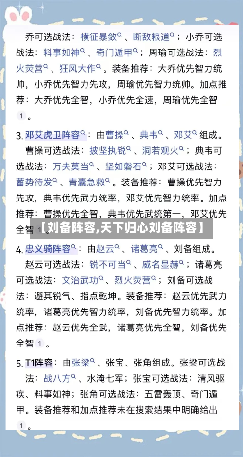 【刘备阵容,天下归心刘备阵容】-第2张图片