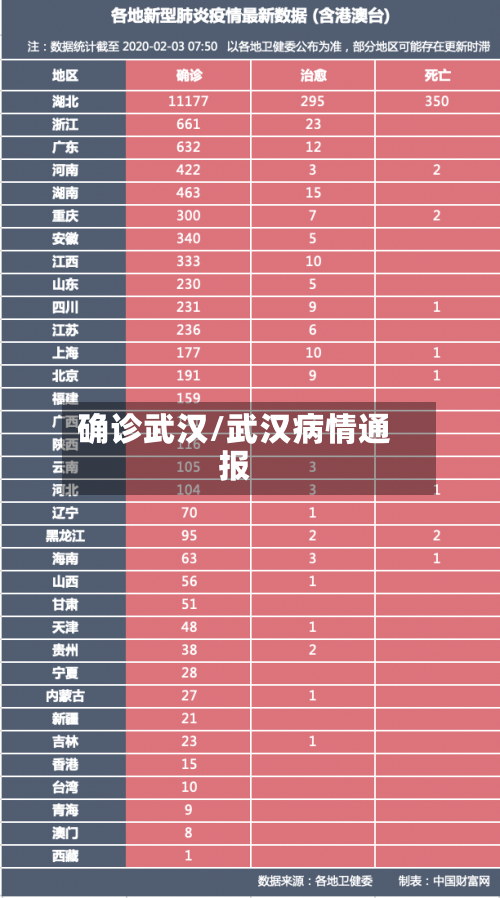 确诊武汉/武汉病情通报
