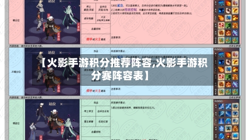 【火影手游积分推荐阵容,火影手游积分赛阵容表】