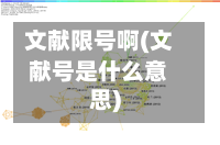 文献限号啊(文献号是什么意思)-第2张图片