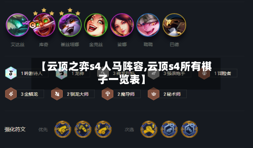 【云顶之弈s4人马阵容,云顶s4所有棋子一览表】-第2张图片