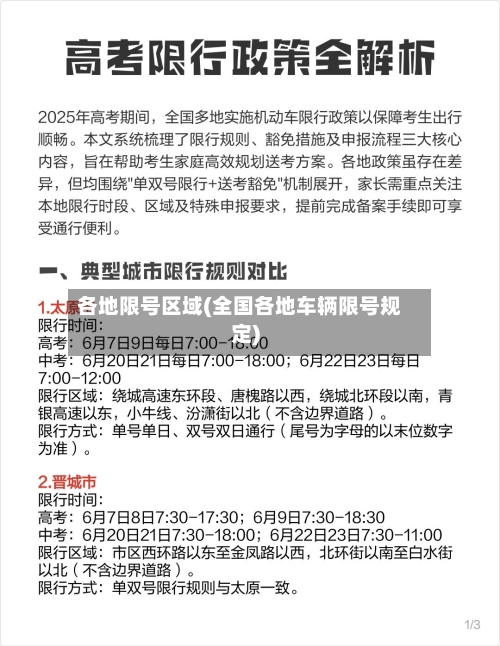 各地限号区域(全国各地车辆限号规定)