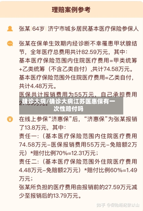 确诊大病/确诊大病江苏医惠保有一次性赔付吗