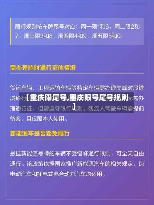 【重庆限尾号,重庆限号尾号规则】