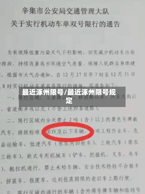 最近涿州限号/最近涿州限号规定-第2张图片