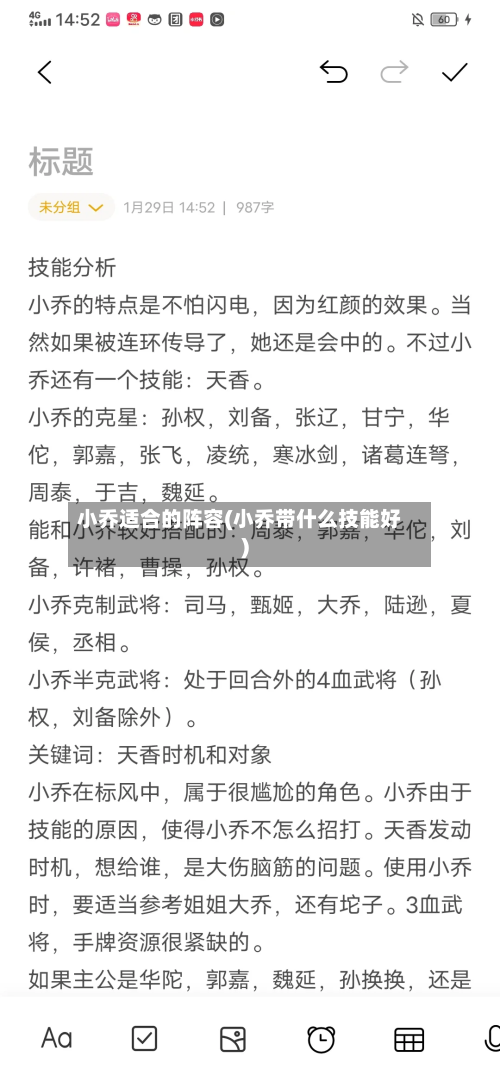 小乔适合的阵容(小乔带什么技能好)