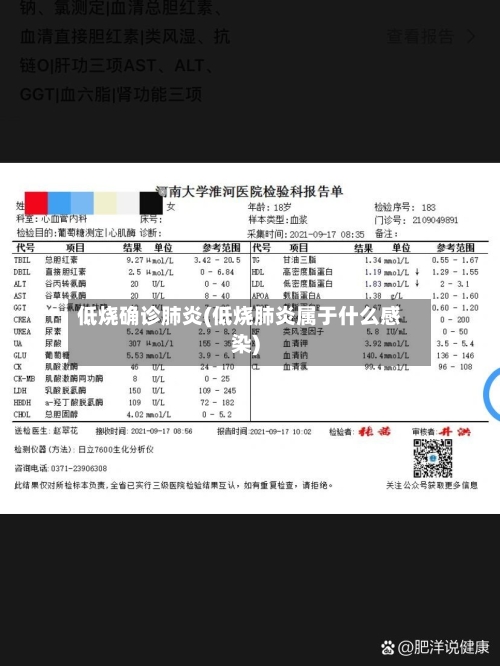低烧确诊肺炎(低烧肺炎属于什么感染)