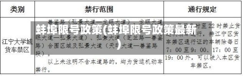 蚌埠限号政策(蚌埠限号政策最新)-第2张图片