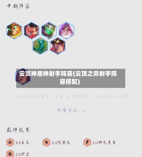 云顶神盾神射手阵容(云顶之弈射手阵容搭配)