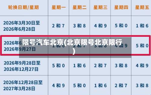 限号汽车北京(北京限号北京限行)